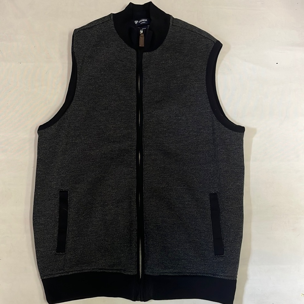 Cremieux Classics Mens Full Zip Fleece-Lined Sweater Vest Dark Gray M